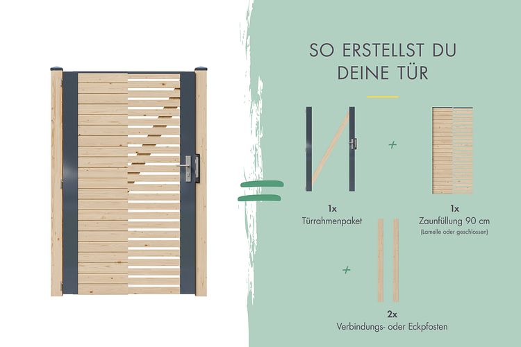 Karibu Sichtschutzzaun Einzeltor-Rahmen 1070 x 1850 mm 