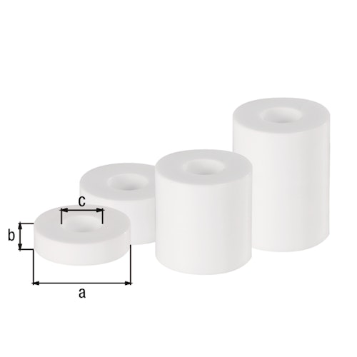 Alberts® Distanzhülse,KST weiß,Außen ⌀20mm,Höhe je 5/10/20/30mm,verpackt à 5 St. 