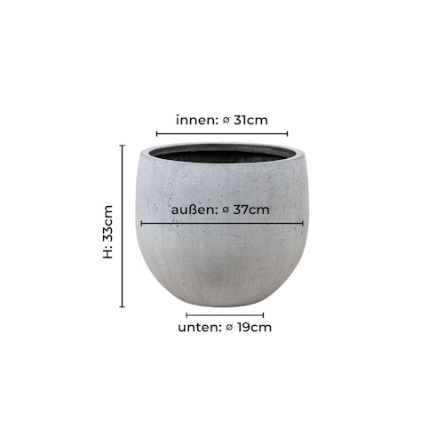 Klocke Design Pflanzgefäß / Blumentopf 3er Set Betonoptik ⌀ 30 cm x H 26 cm; 37 cm x H 33 cm, 45 cm x H 39 cm