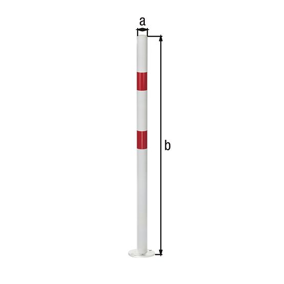 Alberts® Absperrpf. Standard SK fvz.,weiß,2 rote Ringe, Aufschr., Pf.⌀76 mm 782917