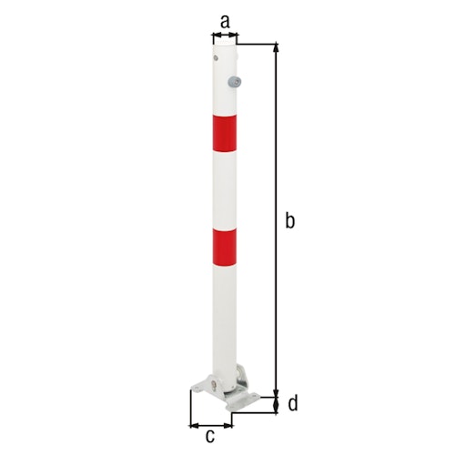 Alberts® Absperrpf.Klappy umlegb.,Dreik.,vz.,weiß,2 rote Ringe,z.Aufschr.,Pf.⌀60 mm 780692