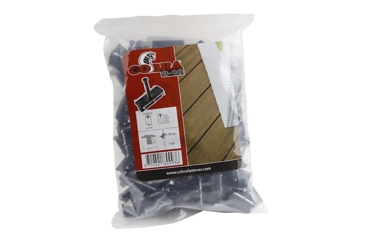 COBRA FASTENER Cobra HYBRID Clip 8-18 - 90 Clips inkl. Schrauben & Bit für Holz + Alu