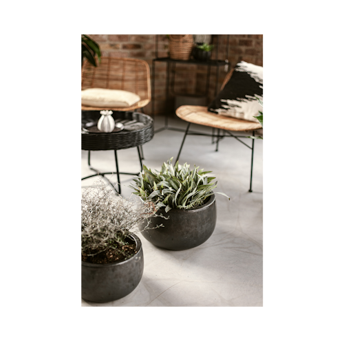 Vosteen Design Blumentopf /  Pflanzgefäß Terrakotta schwarz ø 30 cm x H 18 cm, 37 cm x H 22 cm