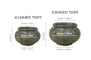 Vorschaubild Vosteen Design Blumentopf / Pflanzgefäß Terrakotta grün 2er Set ø 23 cm x H 16 cm, 40 cm x H 27 cm
