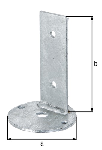 Alberts® Befestigungswinkel, feuerverzinkt, zum Aufschrauben, Aufschraubplatte: ⌀100 mm 657260
