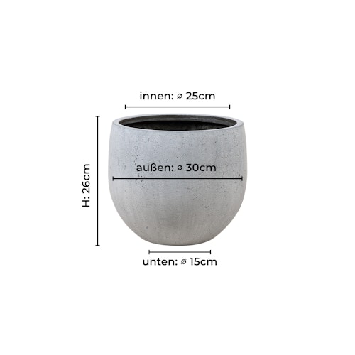 Klocke Design Pflanzgefäß / Blumentopf 3er Set Betonoptik ⌀ 30 cm x H 26 cm; 37 cm x H 33 cm, 45 cm x H 39 cm