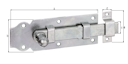 Vorschaubild Alberts® Türriegel, mit Knopf, gerade, mit Schlaufe, galvanisch verzinkt dickschichtpassiviert, Platte LxB140x52 mm 115401