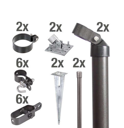 Alberts® Zaunanschluss-Set Wellengittertore,2-seitig,anthr.-met.,m.Bodenh.f⌀60/1250mm 634414