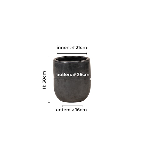 Vosteen Design Blumentopf / Pflanzgefäß Terrakotta schwarz ø 26 cm x H 30 cm