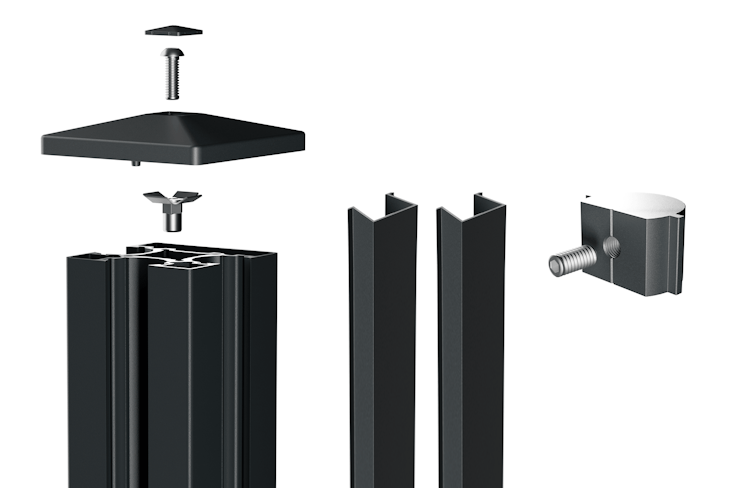 dz VIDUAL Steckzaun-Anfangs-/Endpfosten 90 x 90 mm mit Zubehör