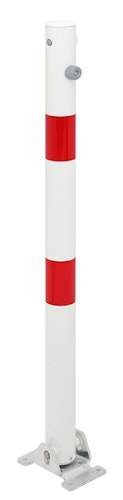 Alberts® Absperrpf.Klappy umlegb.,Dreik.,vz.,weiß,2 rote Ringe,z.Aufschr.,Pf.⌀60 mm 780692