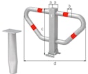Vorschaubild Alberts® Parkplatzbügel Stoppy II umlegb.,Pz.,fvz.,4 rote Ringe,z.Einb.,B750mm 770099
