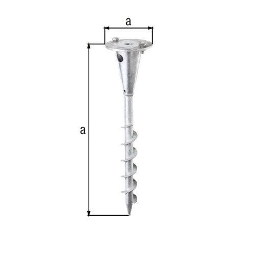 Alberts® Einschraub-Bodenhülse m.Platte f. unterschiedl.Halterungen, fvz, Länge 400 mm 657222