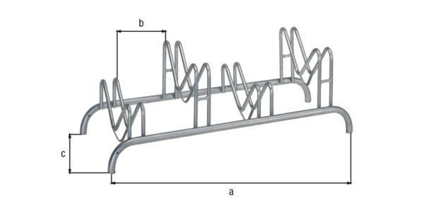 Alberts® Mehrfach-Fahrradständer freist.,fvz, Einstellplätze 4, LxT 1150x515 mm 692643