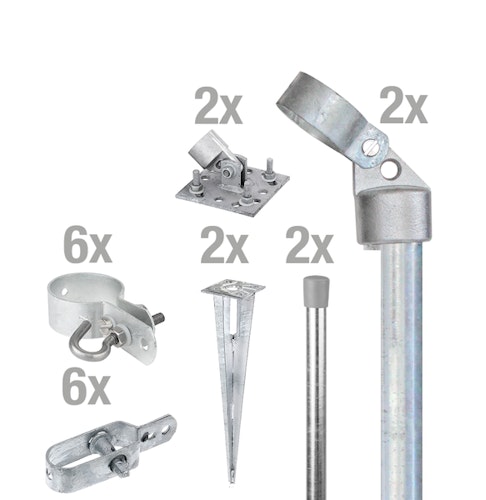 Alberts® Zauneck-Set f.Maschendrahtzäune,feuerverzinkt,m.Bodenh.,f.Höhe: 1200 mm 634544