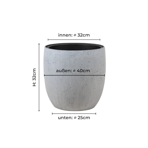 Klocke Design Blumentopf Betonoptik ⌀ 40 cm x H 32 cm