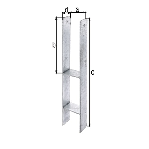 Alberts® H-Pfostenträger 300x60x6mm Gesamtlänge 600mm für verschiedene Pfostenstärken