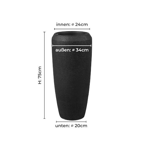 Klocke Design Pflanzgefäß/Bodenvase 2er Set schwarz ⌀ 34 cm x H 75/97 cm