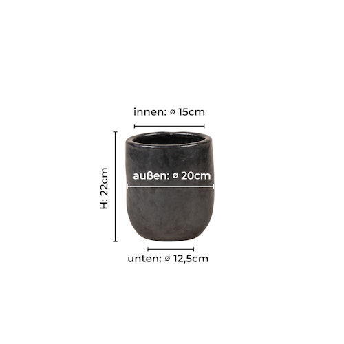 Vosteen Design Blumentopf / Pflanzgefäß Terrakotta schwarz ø 20 cm x H 22 cm