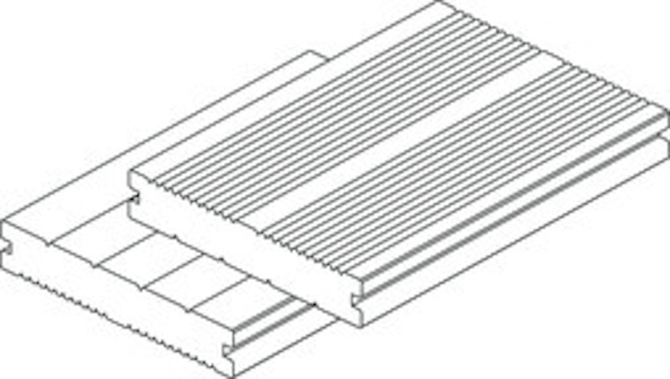 Handmuster OSMO MULTI-DECK Terrassendiele Vollprofil hellgrau 25 x 140 mm genutet oder geriffelt