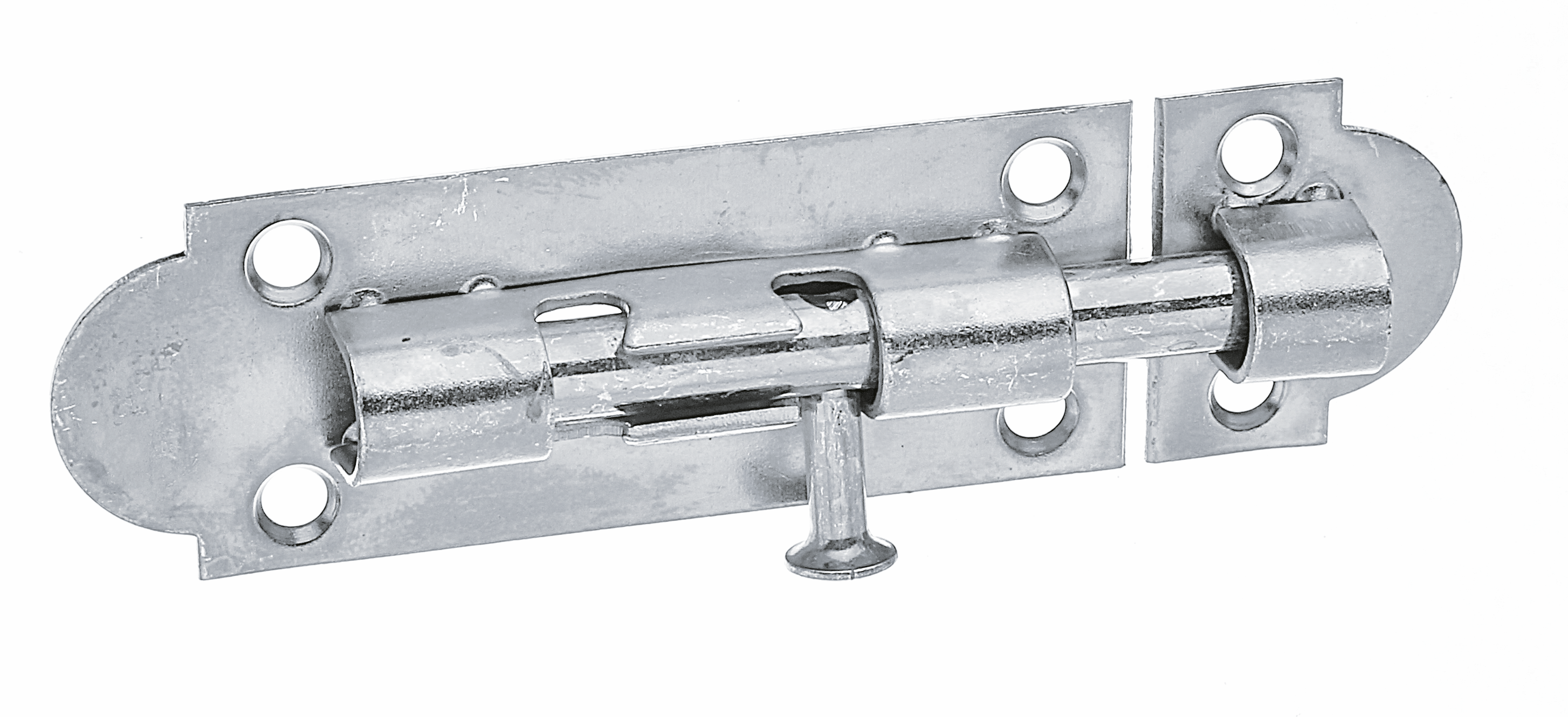 Alberts® Grendelriegel, m. Knopf, o. Feder, m. Schlaufe, galvanisch verzinkt dickschichtpassiviert, LxB75x28mm 124076