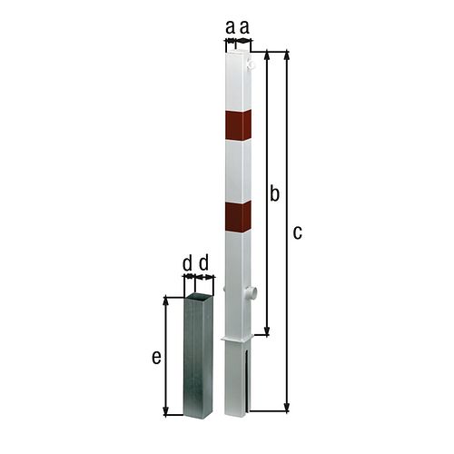Alberts® Absperrpf.Passau herausnb.Dreik.,fvz.,weiß2 rote Ringn,1 Öse,z.Einb.,Pf.70x70 mm 781583