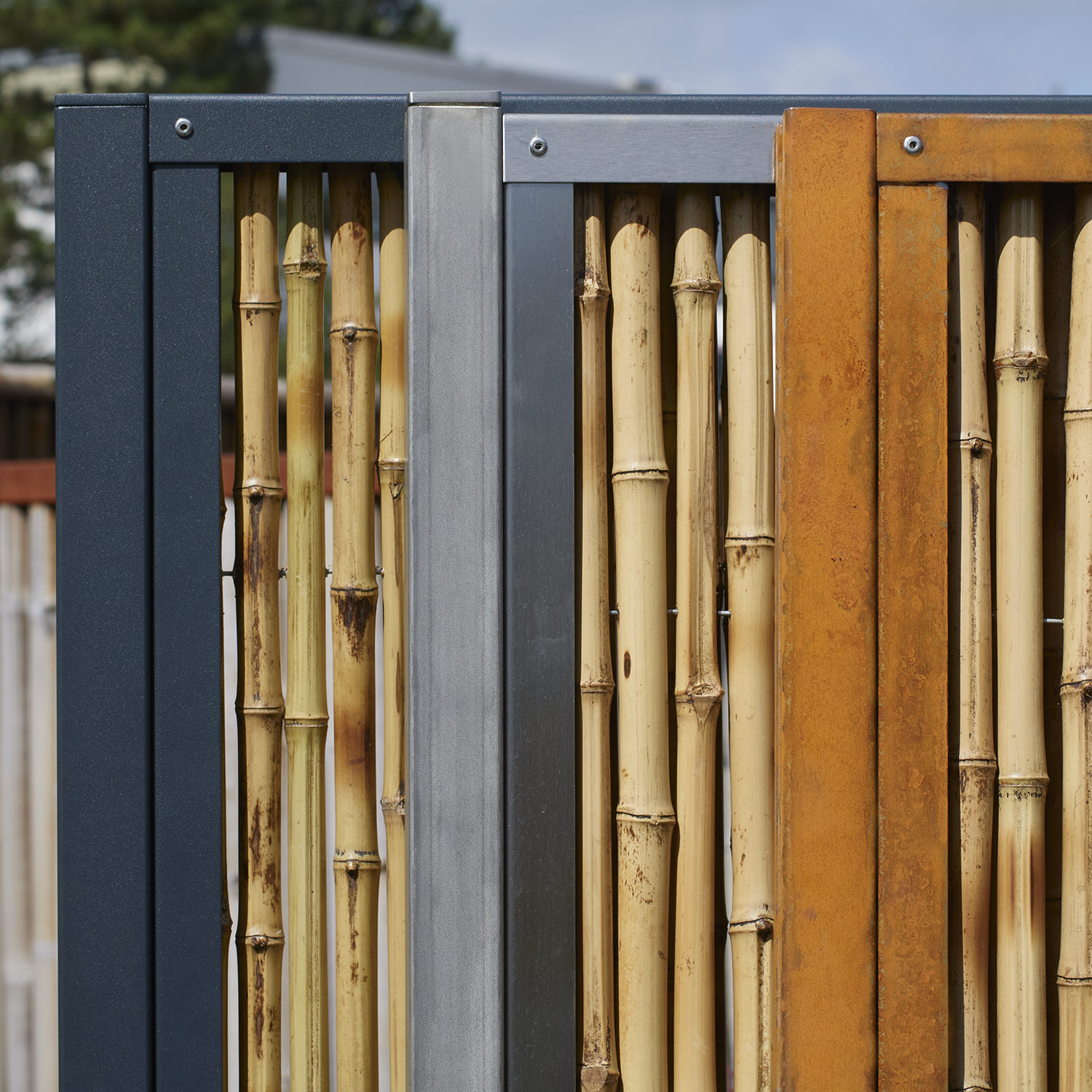 BambusBASIS Modul5 Slimline Zaunfeld mit Abschlussprofilen oben/unten