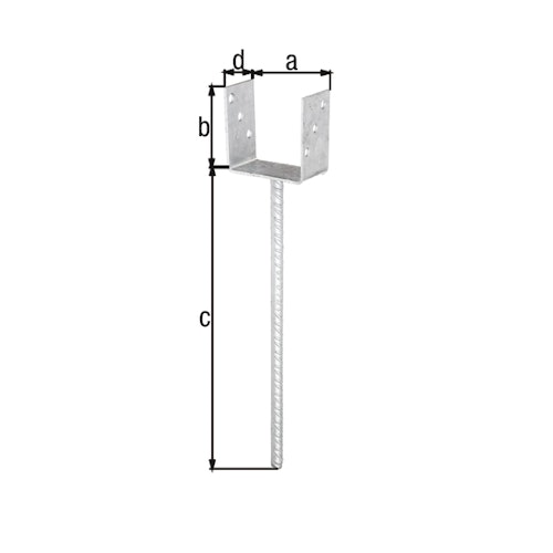 Alberts® U-Pfostenträger 100x60x4mm Betonanker XL Riffelstahl für verschiedene Pfostenstärken
