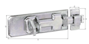 Vorschaubild Alberts® Sicherheits-Schlossriegel, flacher Griff, Schlaufe, galvanisch verzinkt dickschichtpassiviert, Platte LxB 80x35mm 123055