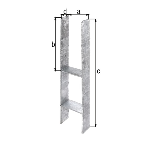 Alberts® H-Pfostenträger 300x60x6mm Gesamtlänge 600mm für verschiedene Pfostenstärken