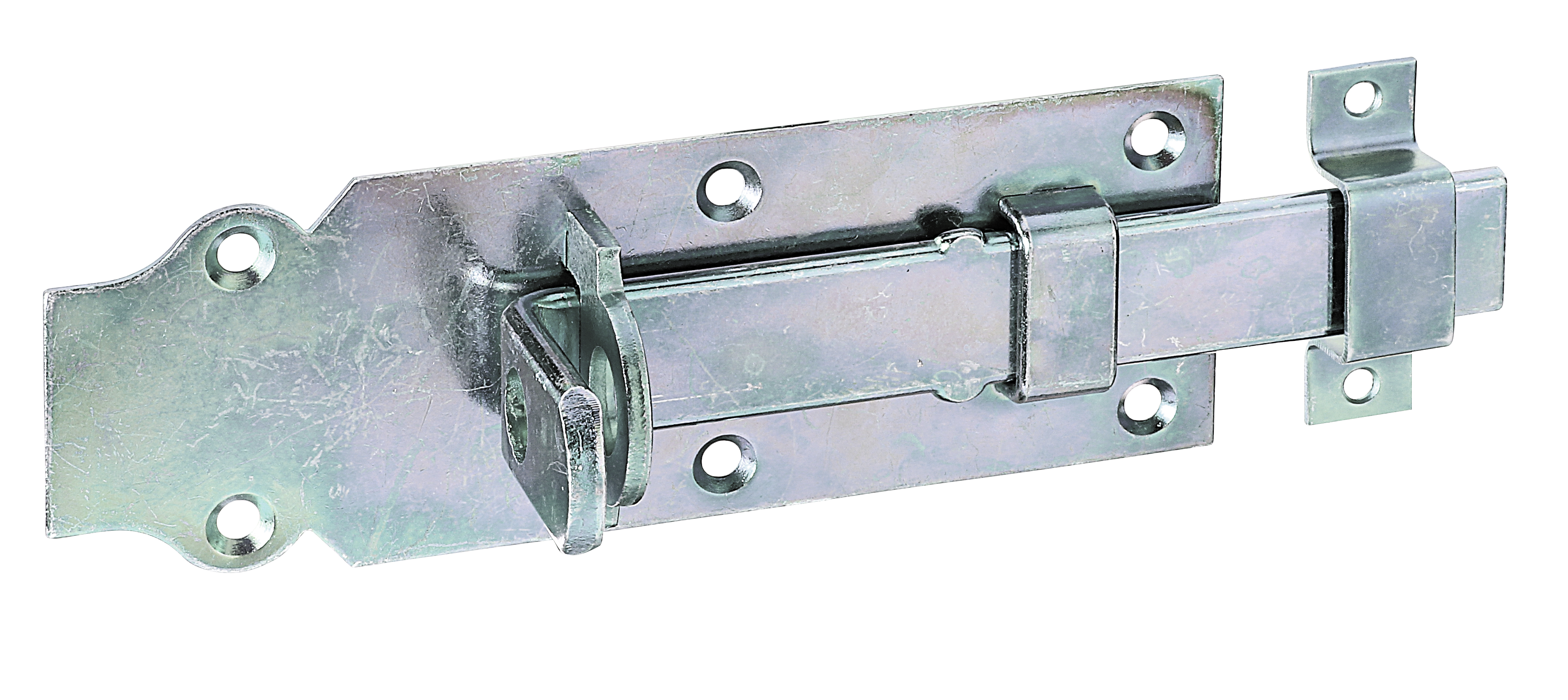 Alberts® Schlossriegel, m. flachem Griff, gerade, m. Schlaufe, galvanisch verzinkt dickschichtpassiviert, Platte LxB160x56mm 116781
