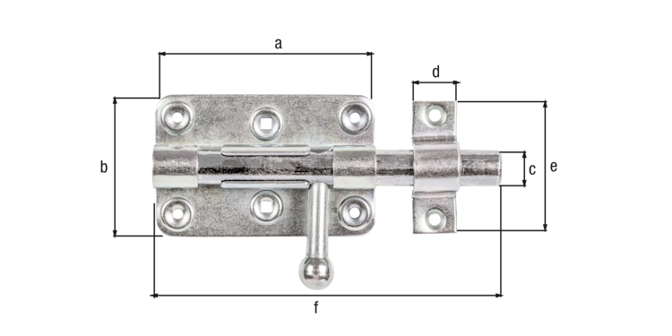 Bolzen-Schlossriegel galvanisch verzinkt dickschichtpassiviert Ø16x99x60 mm