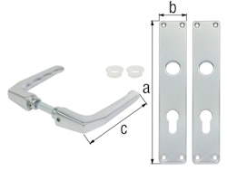 Alberts® Türdrücker für Einsteckschlösser,ein Paar,Alu silberfarbig eloxiert,PZ,220x40 mm