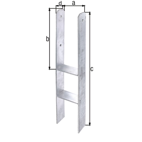 Alberts® H-Pfostenträger 400x80x8mm Gesamtlänge 800mm für verschiedene Pfostenstärken