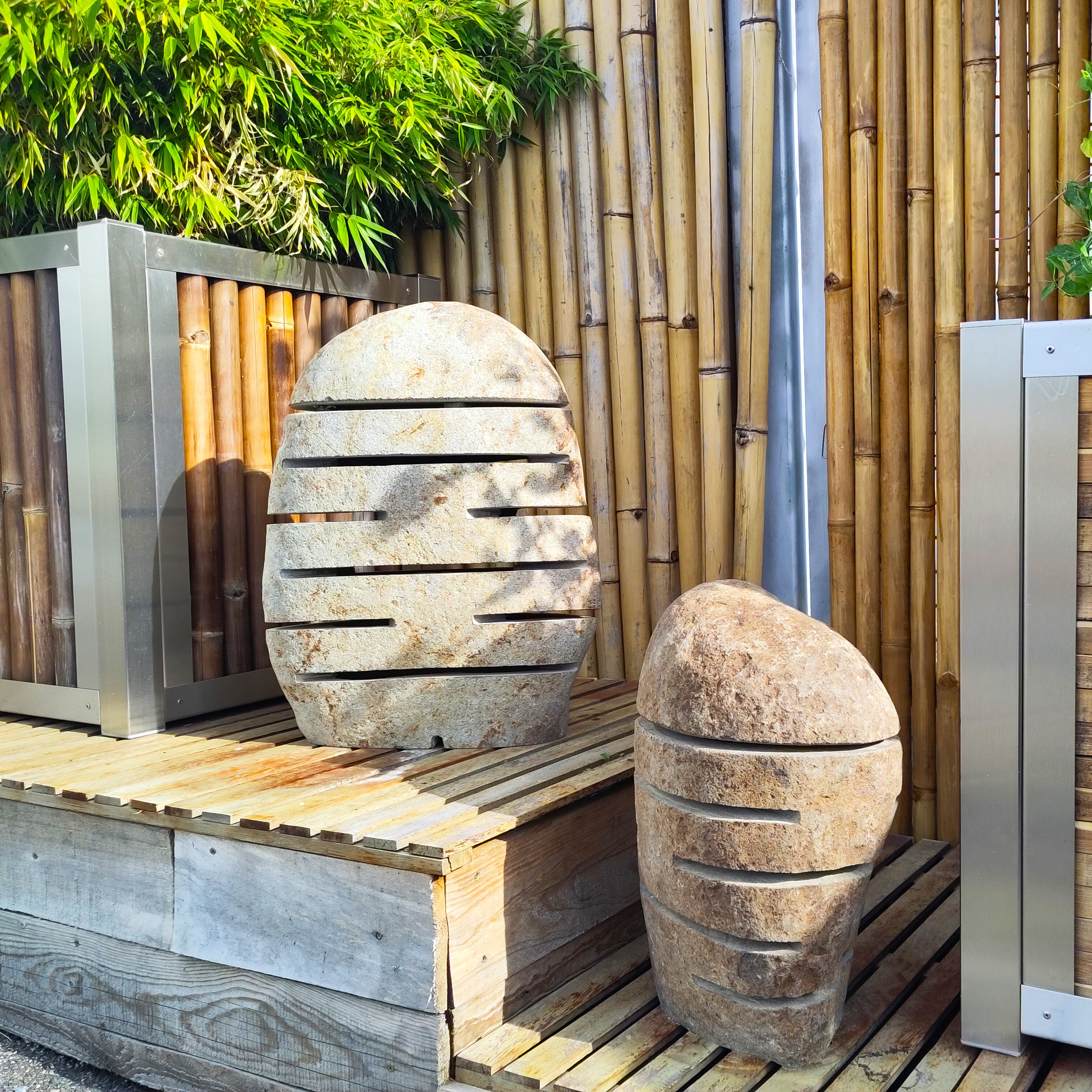 BambusBASIS Steinlampe - handgefertigt