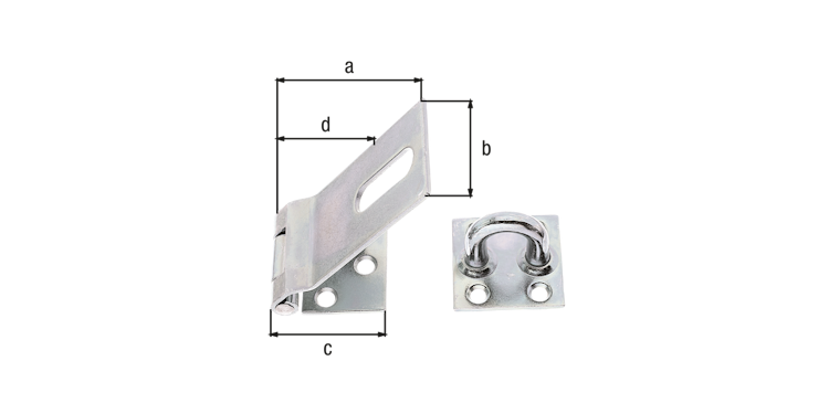 Alberts® Sicherheits-Überfalle, galvanisch verzinkt dickschichtpassiviert, LxB Überfalle: 85x37,L Platte: 38 mm 348359