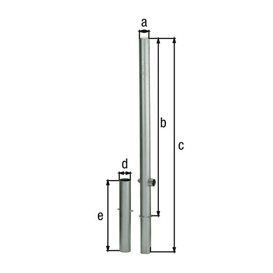 Alberts® Absperrpf.Passau herausnb.Dreik.,fvz.,weiß,2 rote Ringe,z.Einb.,Pf.⌀76 mm 781484