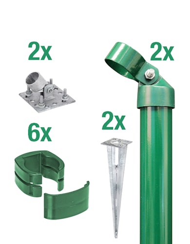 Alberts® Zauneck-Set f. Schweißgitter, grün kstb.,m.Einschlag-B.,f.Höhe 810 mm 602246