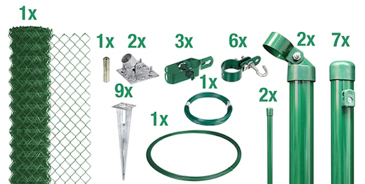 Alberts® Set Maschendrahtzaun,anthr.-met.,m.Bodenh.,Höhe:1000mm,Länge:15m 634322