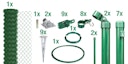 Vorschaubild Alberts® Set Maschendrahtzaun,mitBodenhülse,grün,Zaunhöhe:2000mm,Zaunlänge:15m 633783