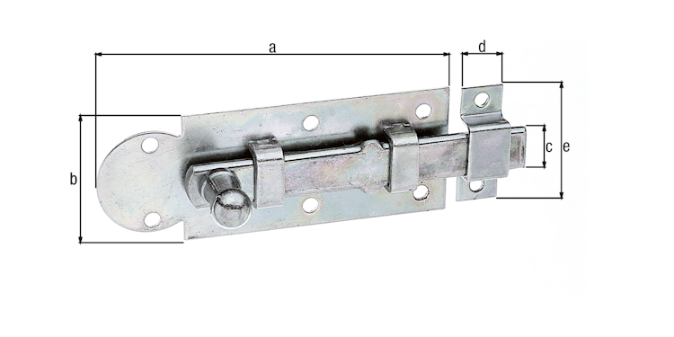 Alberts® Fensterriegel, mit Knopf, gerade, mit Schlaufe, galvanisch verzinkt dickschichtpassiviert, Platte LxB 80x30 mm 113018