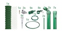 Vorschaubild Alberts® Set Maschendrahtzaun,mitBodenhülse,grün,Zaunhöhe:2000mm,Zaunlänge:15m 633783