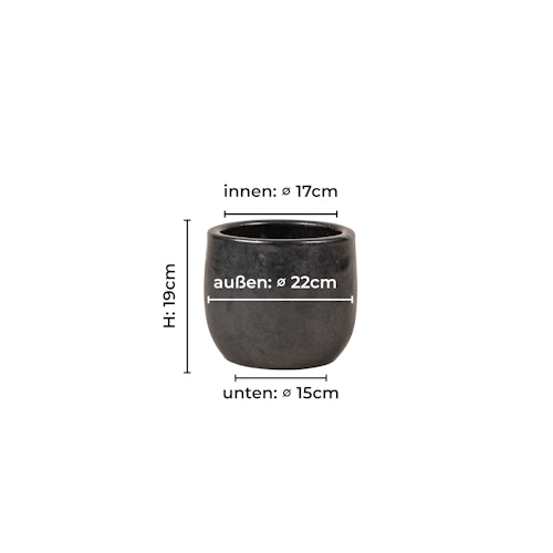 Vosteen Design Blumentopf / Pflanzgefäß Terrakotta schwarz ø 22 cm x H 19 cm