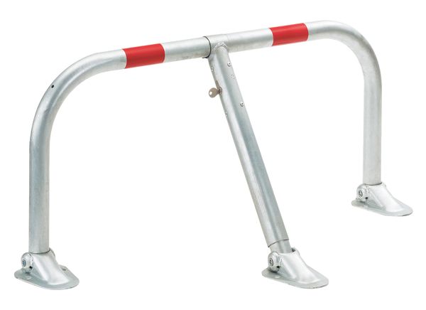 Alberts® Parkplatzbügel Spielberg umlegb.,Pz.fvz.,2 rote Ringe z.Aufschr.,Breite 950 mm 691042