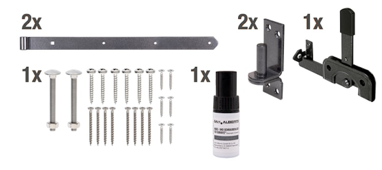 Alberts® Beschlagsortiment für Einzeltore DURAVIS® schwarzdiamant