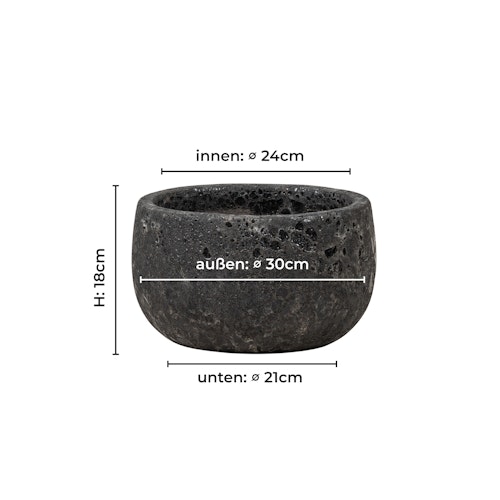Vosteen Design Blumentopf /  Pflanzgefäß Terrakotta schwarz ø 30 cm x H 18 cm