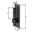 Vorschaubild Alberts® Kloben ⌀16mm auf Platte 150x45mm Abstand 10mm Randgehämmert schwarz