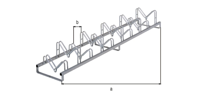 Alberts® Mehrfach-Fahrradständer Kiel freist.,fvz,z.Aufschr.,Einstellplätze 10,L3000 mm 692803