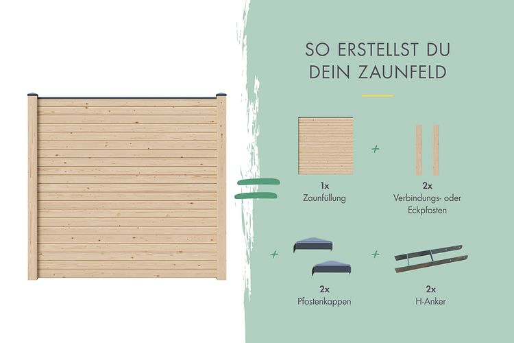 Karibu Sichtschutzzaun Blickdicht 1800 x 1860 mm 