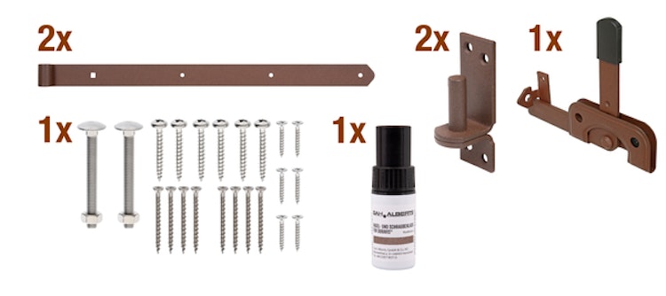 Alberts® Beschlagsortiment für Einzeltore DURAVIS® rostbraun